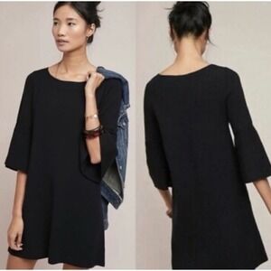 Moth by Anthropologie Black Knit Bell Sleeve‎ Mini Dress Size XS